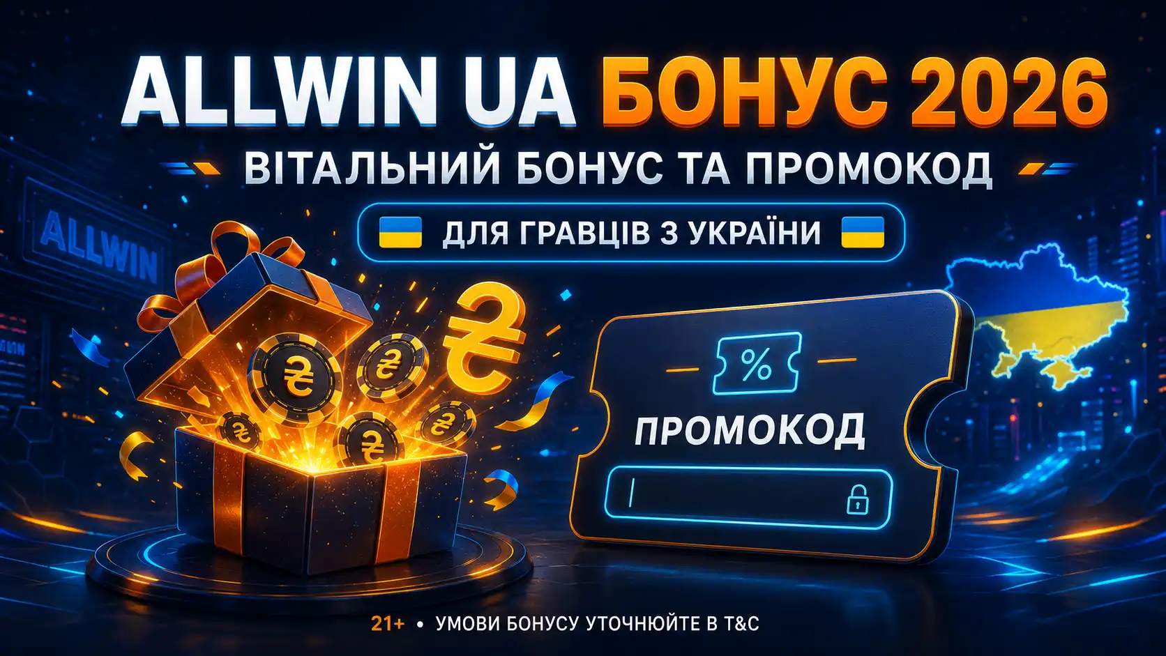 Allwin UA бонус 2026 &mdash; вітальний бонус та промокод для українських гравців
